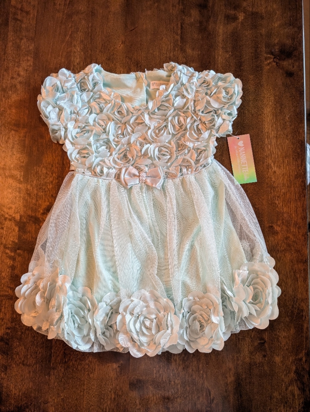 Nanette Kids Mint Floral Rosette  Dress/ 3T/ Nwt